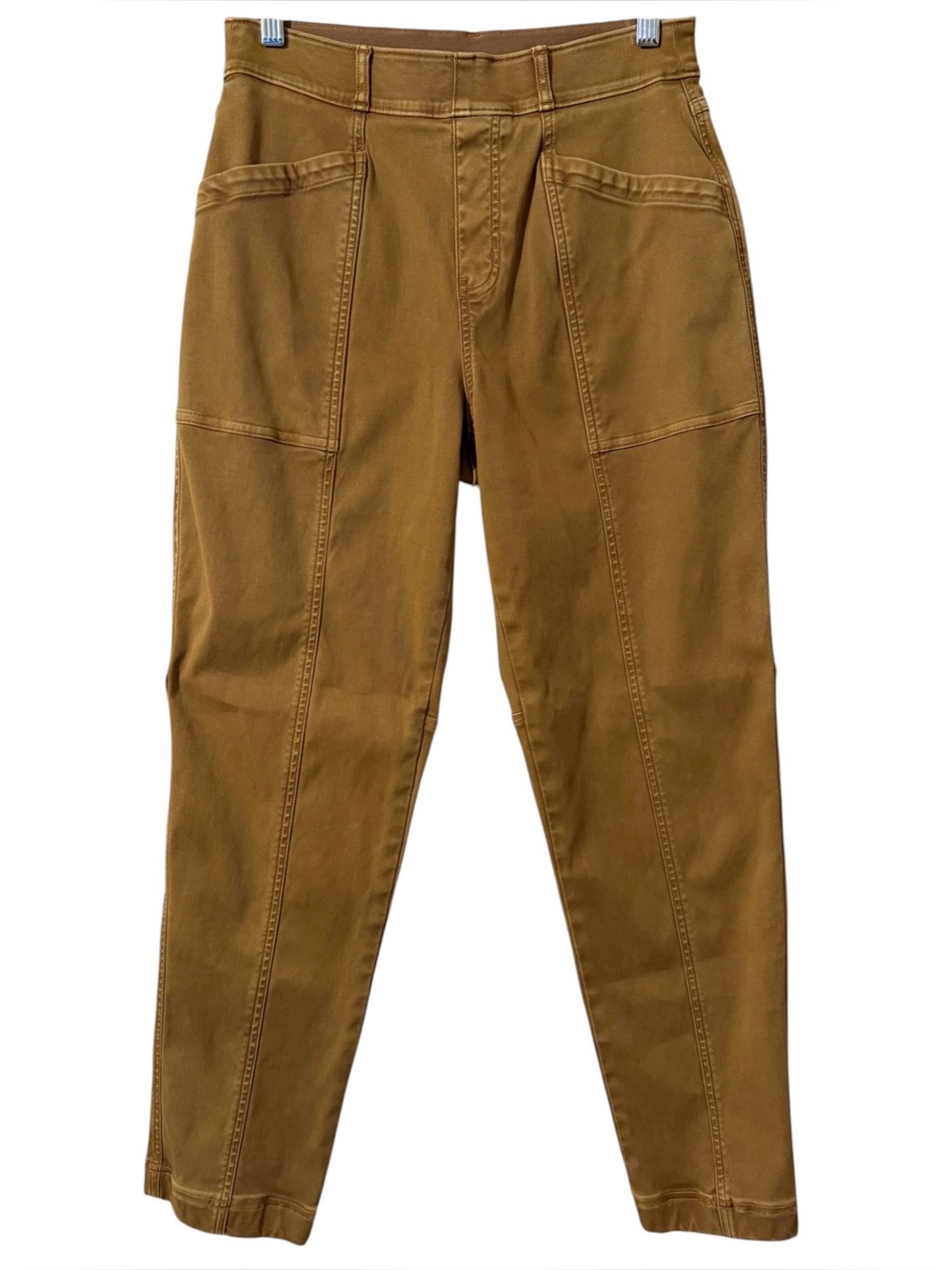 Spanx 20399R Stretch Twill Straight Leg ankle Pants Tan Pull On Shaping Slimming